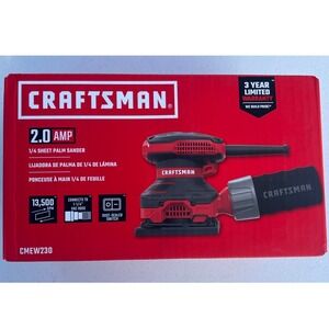 Craftsman CMEW230 2.0 Amp 1/4 Sheet Palm Sander 13500 OPM Red Black New